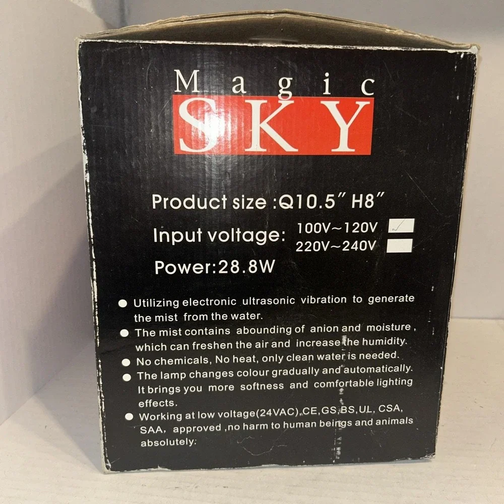 Magic Sky Cool Mist Humidifier Vtg 80-90s Retro Glam Color Changing Ambiance UFO